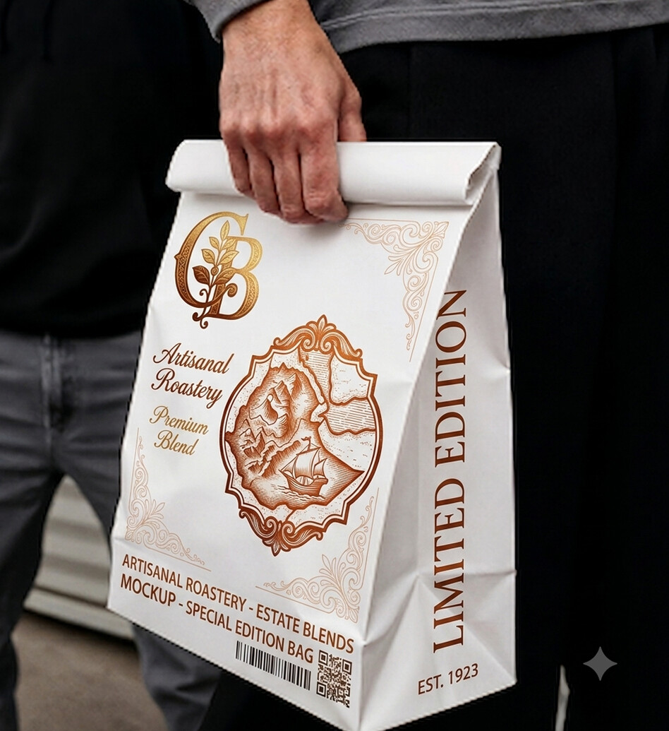 Customer holding branded bag